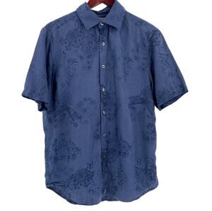 Tommy Bahama Jeans blue 100% linen short sleeve Hawaiian shirt size medium